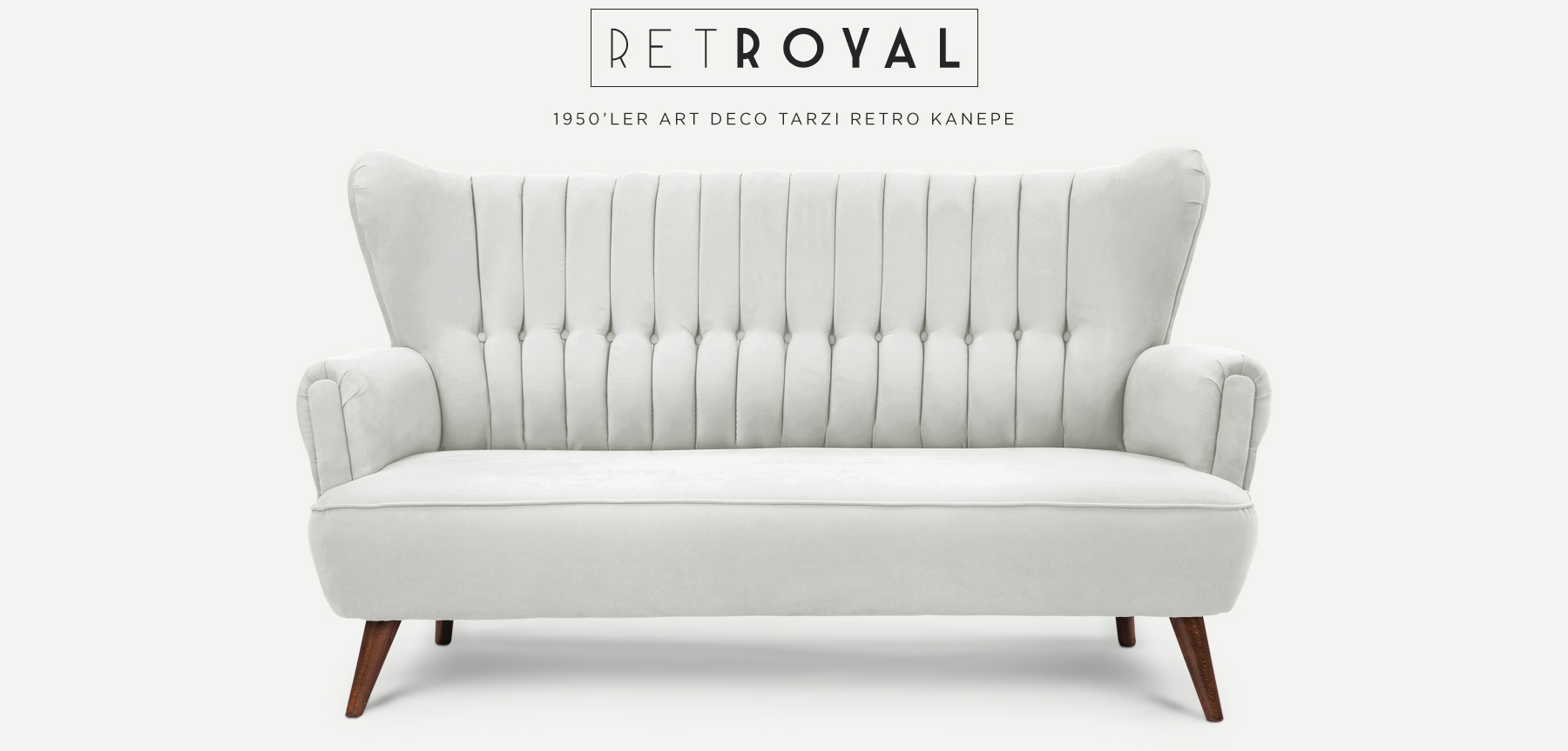 retroyal™ üçlü beyaz kanepe resmi